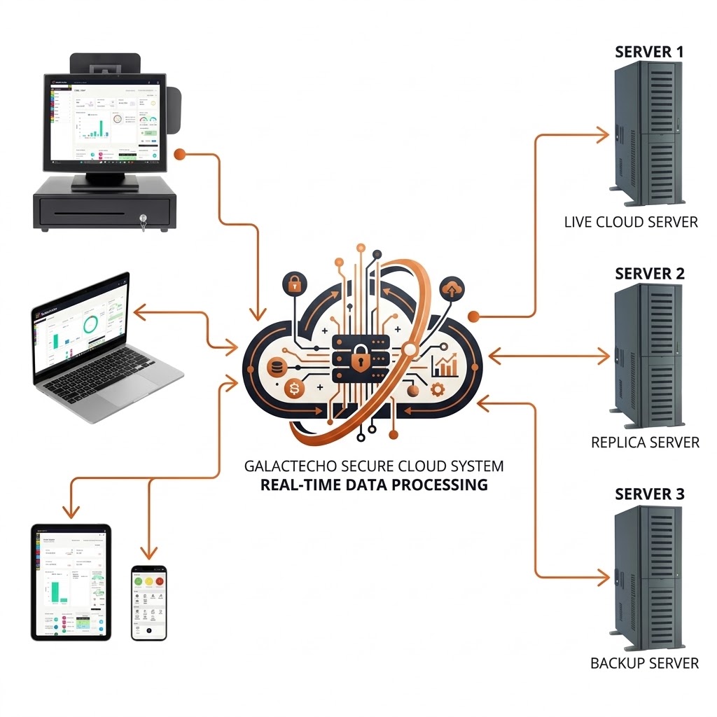 Galactecho secure cloud server architecture